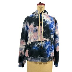 Well Known Mens Hoodie Sweatshirt Multicolored Tie Dye Spell Out XL